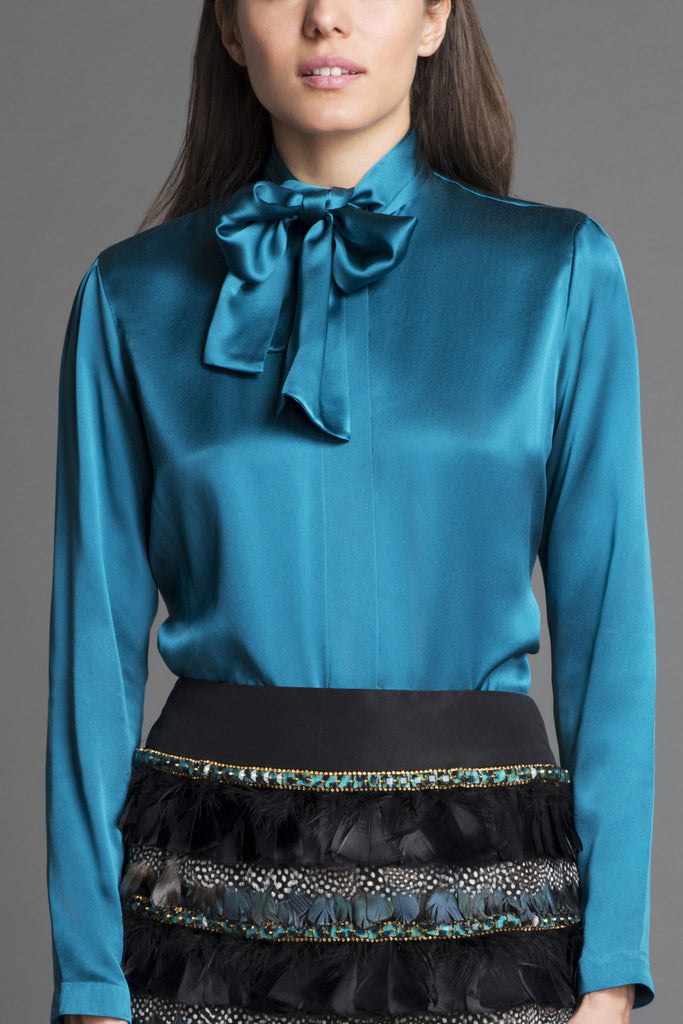 Pussy Bow Blouse in Silk Charmeuse