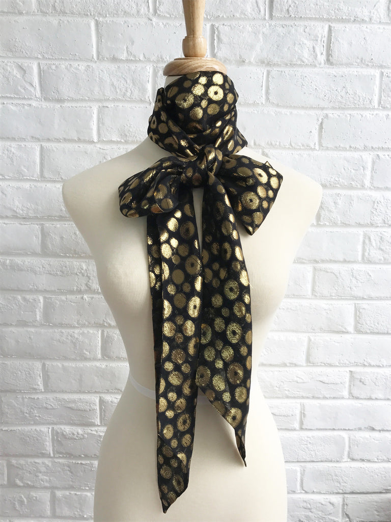 Black Gold Pussy Bow Scarf