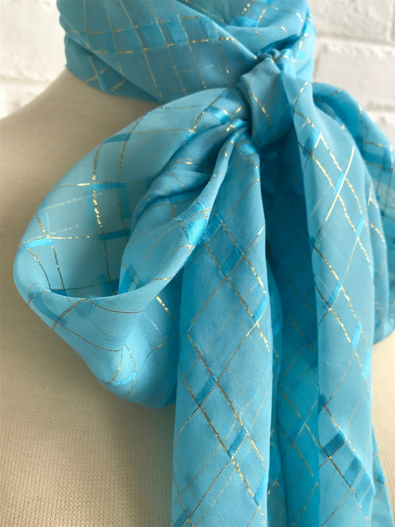 French Blue Pussy Bow Scarf
