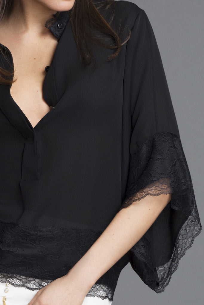 Chantilly Lace + Silk Georgette Kimono Top